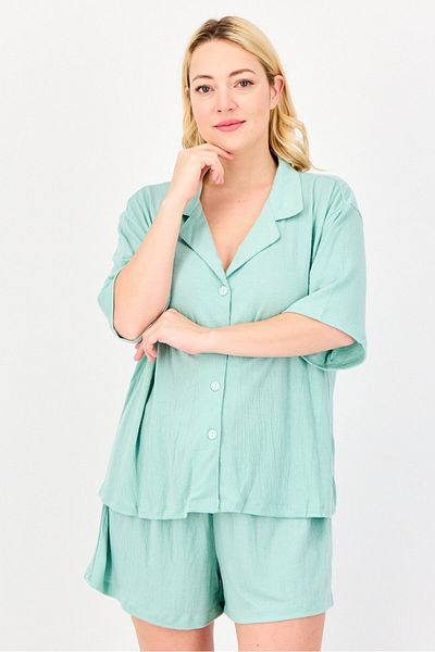Flora By Flora Nikrooz Women 2 Pieces Plain Sleepwear Top And Shorts Set, Sage Green