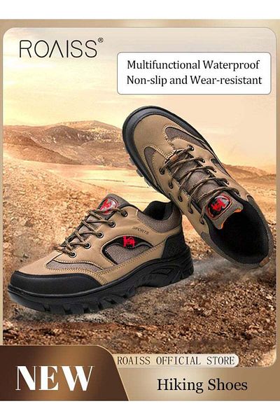 ROAISS Low Top Hiking Boots for Men Outdoor Walking Shoes Casual Sneakers