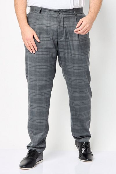 Tommy Hilfiger Men Regular Fit Plaid Dress Pants, Dark Ash Grey