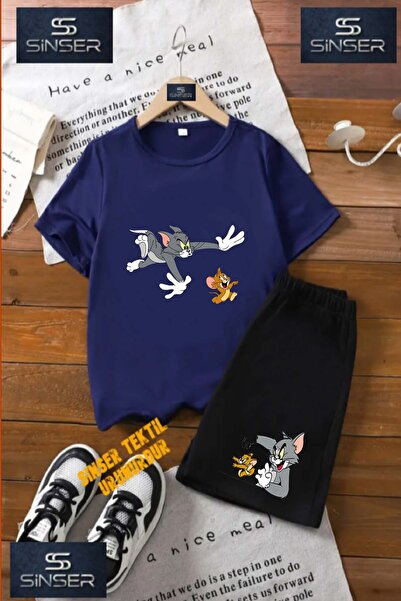 SS SİNSER Tricou cu gât rotund cu imprimeu special pentru copii „TOM JERY KOV...