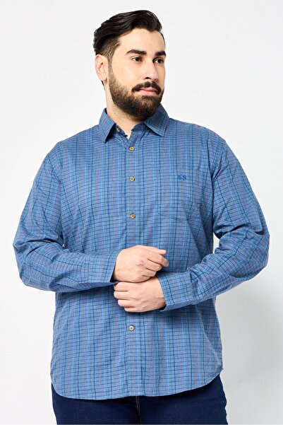 La Martina قميص رجالي كاجوال بقصّة عادية وأكمام طويلة وطبعة مربعات، متعدد الأ...