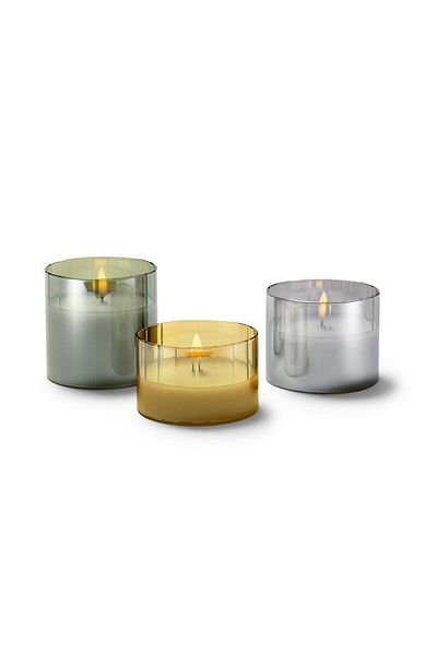 Tchibo 3Pcs LED Wax Candle, Dark Olive Green Combo