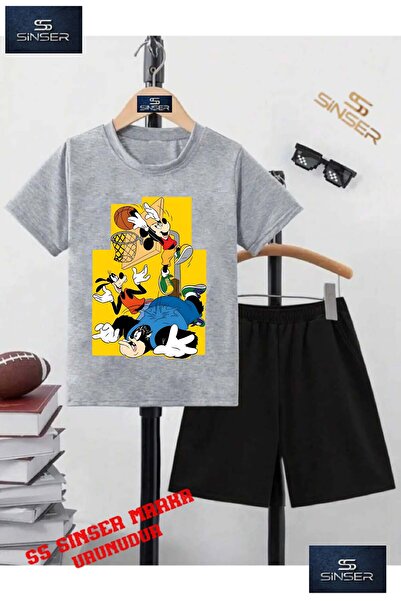 SS SİNSER Tricou cu gât rotund cu imprimeu special pentru copii „MICKEY BASKE...