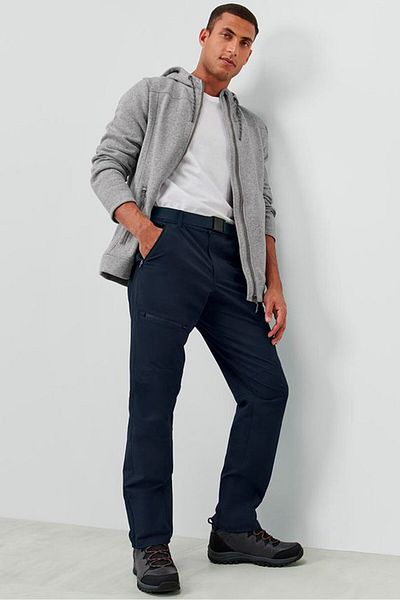 Tchibo Men Sportswear Fit Plain Belted Outdoor Trouser, Navy