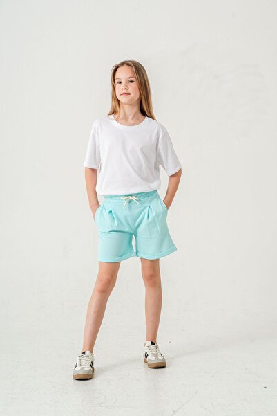 Mışıl Kids Pantaloni scurți pentru fete cu centură dublă