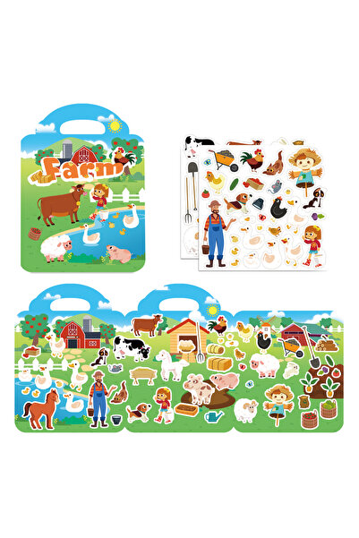 Choice6 Farm Theme 1 PCS Reusable Sticker Books for Kids 2-4 Cute Static Adhe...