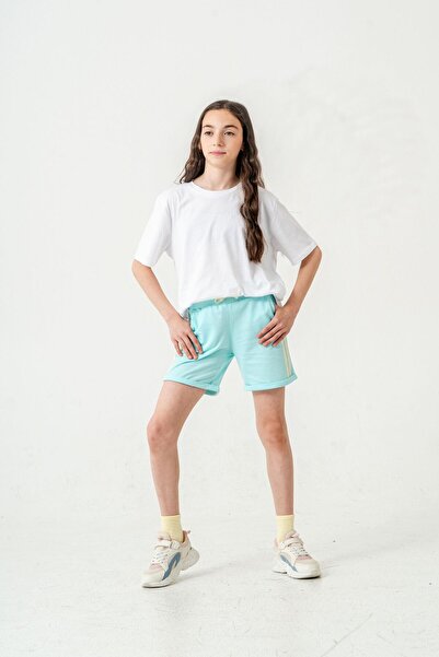 Mışıl Kids Double Long Girls' Shorts with Side Stripes