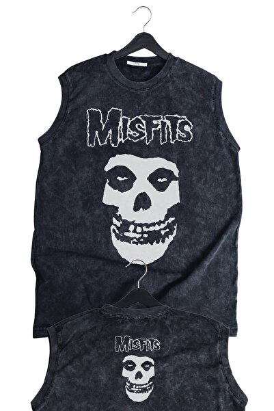 Fuddy Moda Misfits Ense εμπριμέ πλενόμενο αμάνικο μπλουζάκι, Unisex ρετρό μον...
