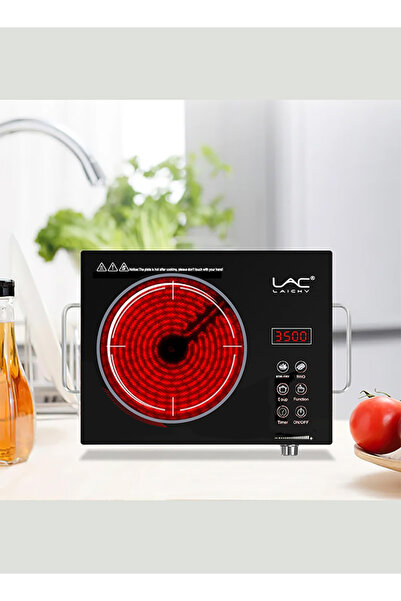 LAC LAICHY طباخ حثي محمول، 3500 واط، طباخ حثي بجسم رفيع، L-1301 أسود