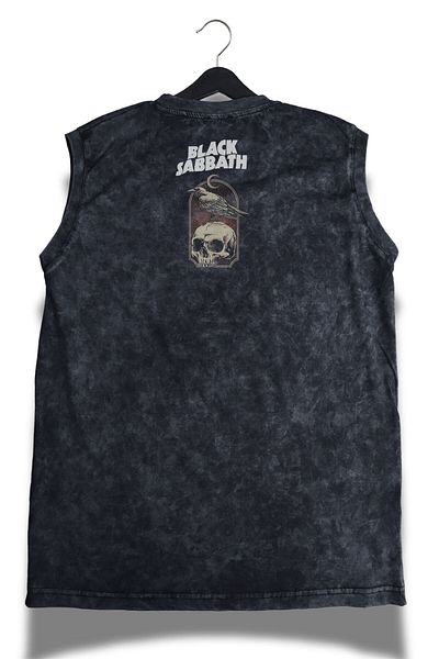Fuddy Moda Black Sabbath Raven Ense Αμάνικο μπλουζάκι με στάμπα που πλένεται, Unisex μπλουζάκι με θέμα την ροκ μπάντα