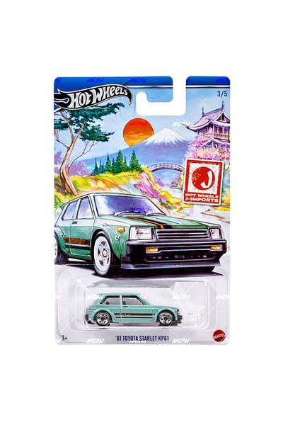 HOT WHEELS Masinuta metalica Hot Wheels, `81 Toyota Starlet KP61, Colectia J-IMPORTS 2024, 1:64, Verde