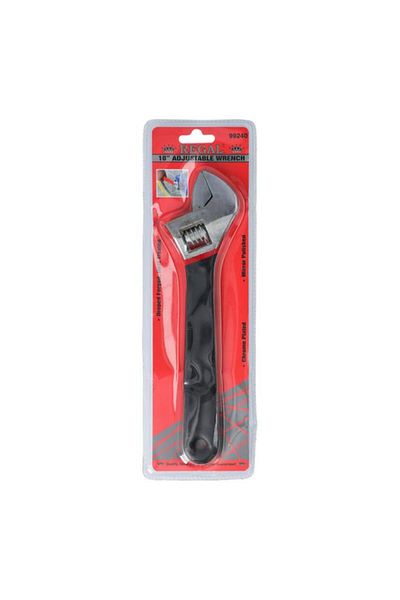 Generic مفتاح ربط قابل للتعديل مطلي بالكروم المعالج حراريًا من Regal Tools باللونين الأسود والفضي، مقاس 10 بوصات، 99240