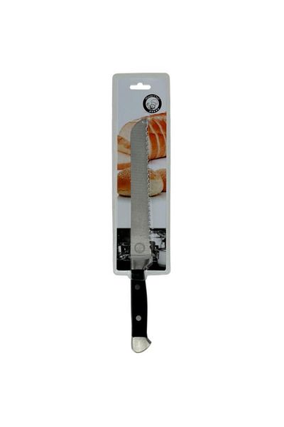 Generic HATCHEN High Quality Wooden Handle Bread Knife Silver and Black 8inch AH14-3