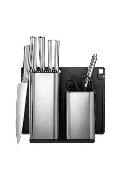 Generic HATCHEN 10-Piece Stainless Steel Kitchen Knife Set Black and Silver