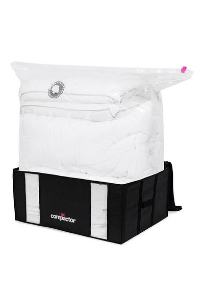 Generic صندوق تخزين مفرغ من الهواء شبه صلب بسحاب من COMPACTOR SpSaving، أسود وشفاف، سعة 210 لتر