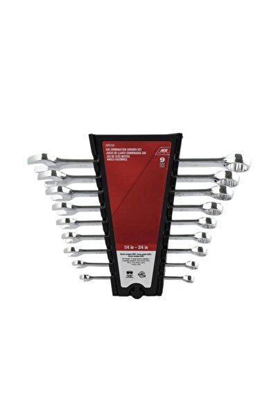 Generic ACE 9-Piece Chrome Vanadium Steel SAE Combination Wrench Set Silver 1/4-3/4inch WLB-9PC COMB SAE