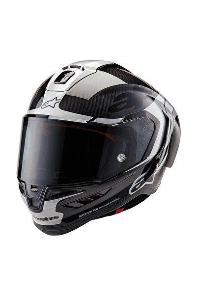 Alpinestars Supertech R10 Carbon Element Spor Motosiklet Kaskı Siyah Gümüş