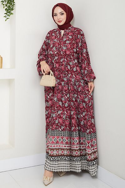InStyle Floral Patched Fuchsia Viscose Dress