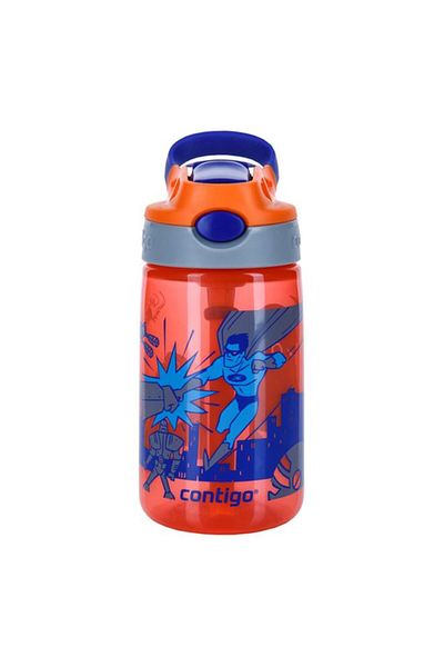 Generic Contigo Nectarine Superhero Kids Water Bottle Orange and Blue 420ml