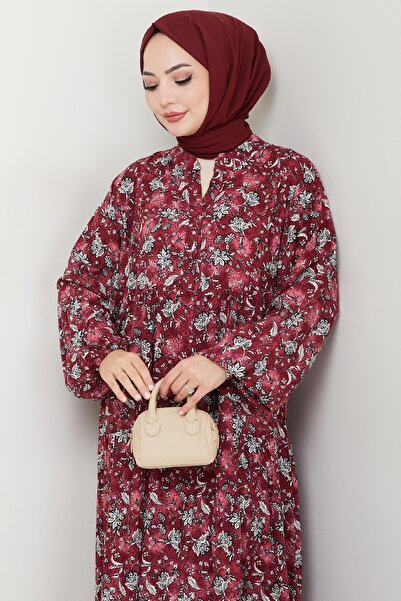 InStyle Çiçek Patlı Fuşya Viskon Elbise