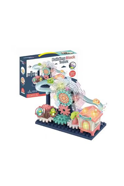 rexa Lean Toys Building Block Track Set with Ferris Wheel and Gears