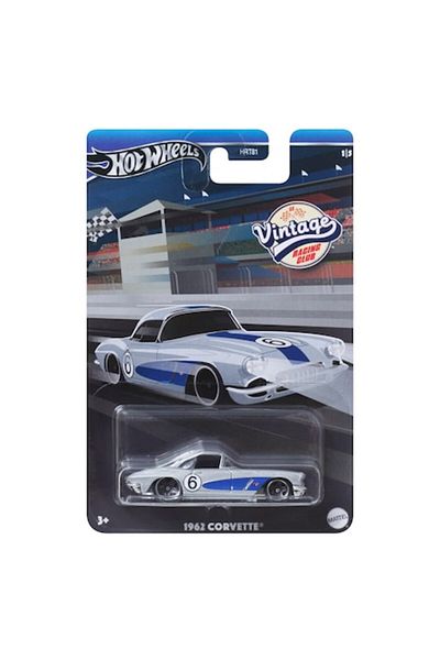 HOT WHEELS Hot Wheels Metal Car, 1962 Corvette, Vintage Race Club, 1:64, Gray