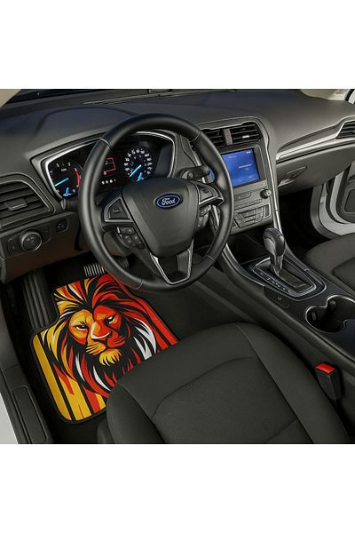 Generic Universal Car Mats “lion Power” – Red-Yellow Tribal Design