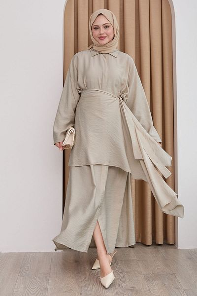 InStyle Waist Tie Mink Ayrobin Dress