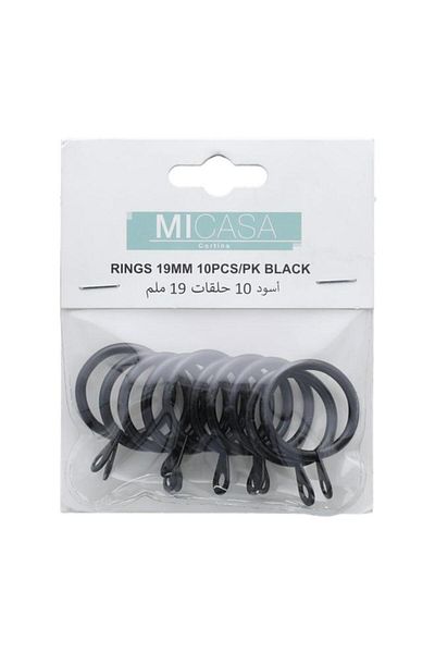 Generic Micasa 10-Piece Curtain Ring Black 19mm