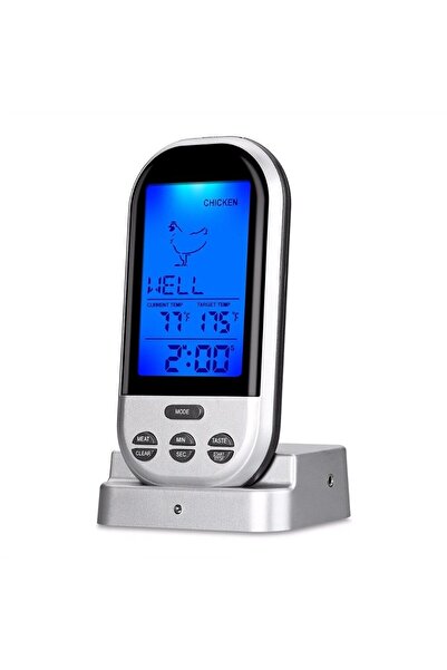 OEM Termometru digital cu sondă, wireless, afișaj LCD, pentru bucătărie, 8 butoane