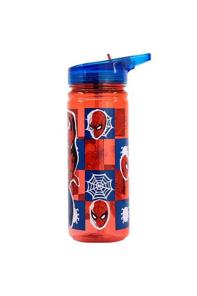 Generic STOR Spiderman Ecozen Leak-Proof Water Bottle with Sippy Straw Red and Blue 580ml