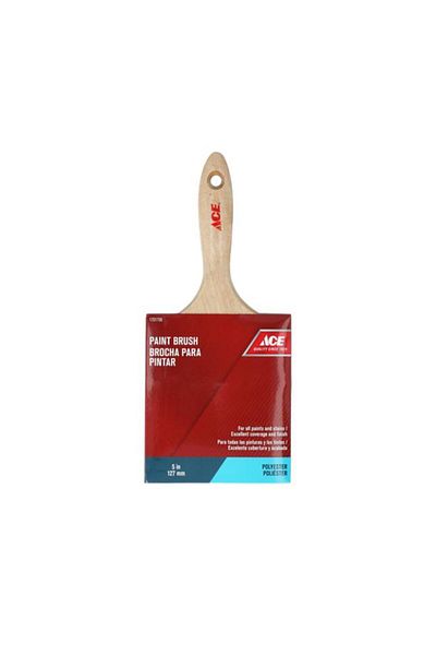 Generic ACE Wood Handle Synthetic Polyester Paint Brush Brown and Silver 5inch XB-ACE20050V