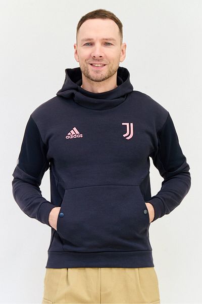 adidas Men Sportswear Fit Long Sleeve Juventus Turin Outdoor Hoodie, Charcoal