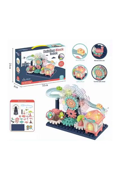 rexa Lean Toys Building Block Track Set with Ferris Wheel and Gears