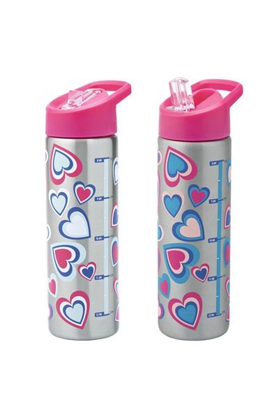 Generic smash Heart Printed Stainless Steel Color Changing Water Bottle Silver and Pink 750ml