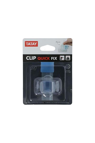 Generic حامل مكنسة سيليكون ذاتي اللصق من TATAY QuickFix Clip مثبت على الحائط، شفاف وأزرق، 5 كجم، 1041000