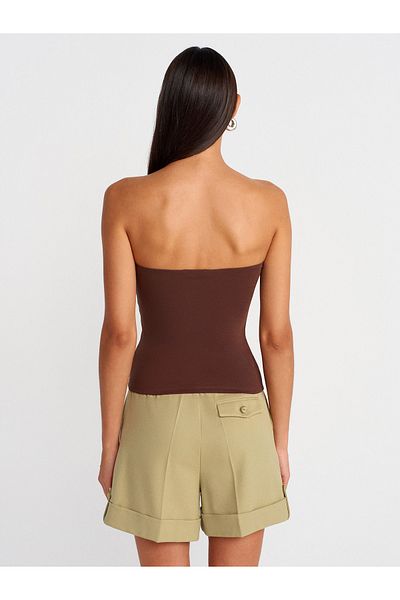 Dilvin 21103 Strapless Top-Light Brown