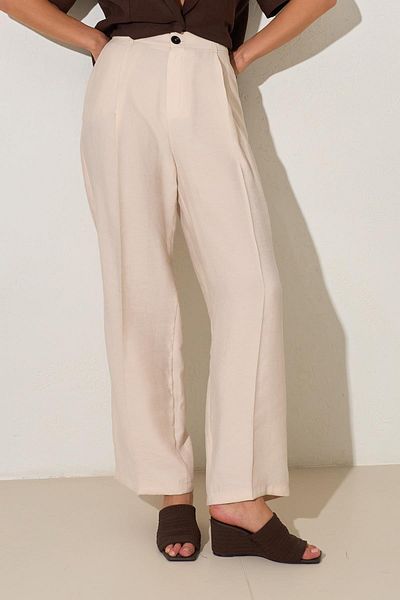 Setre Cream Pocket Detailed Relaxed Cut Pants