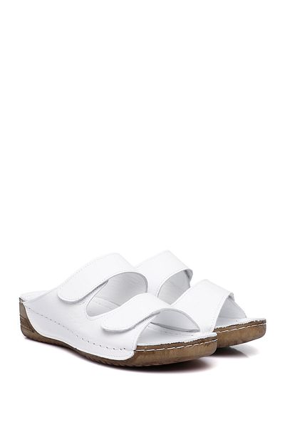 GÖNDERİ(R) Papuci de damă/fete cu talpă cu velcro albă din piele naturală