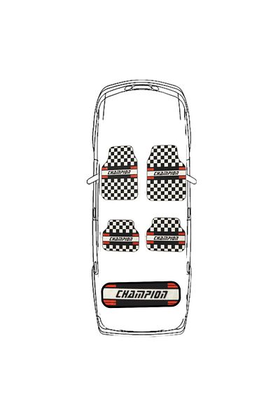 Generic "CHAMPION" Universal Car Floor Mats - Racing Checkered Design