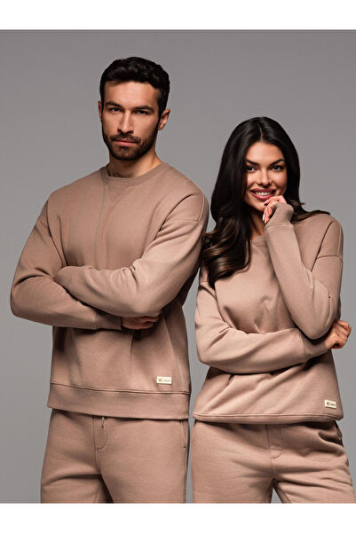 OMBRE Klassisches Unisex-Sweatshirt mit Rundhalsausschnitt - Braun OU-SNBC-0104