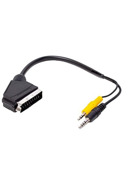 Powermaster Uydu Alıcısı AV Kablo 3.5 Mm Stereo Erkek-Scart Kablo 35 Cm Uzun-...