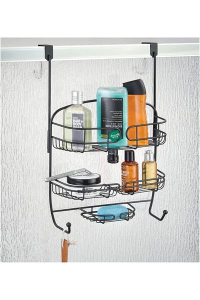 MDesign bathroom hanging shelf, metal, black, 34.7 x 20.6 x 49.8 cm