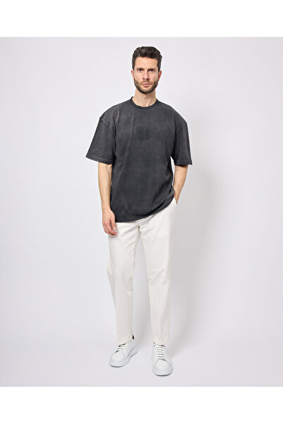 HUGO Men's Crew Neck Short Sleeve Hugo Text Detail Regular Fit Black T-Shirt 50535302-001