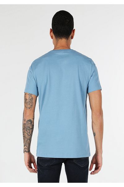 Colin's Regular Fit Round Neck Plain Men's Blue Short Sleeve T-Shirt Cl1058592