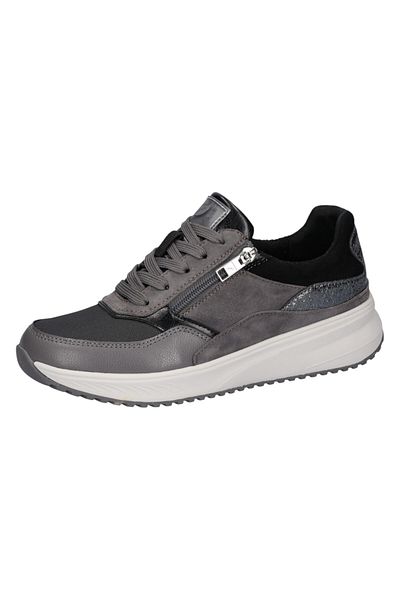 Waldläufer Damen Low Sneaker H-mara Low Top 765001 103 Grau 201 Grau Leder Mit Eva & Herausnehmbar