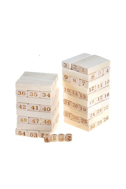 rexa لعبة مكعبات خشبية قابلة للتكديس مكونة من 54 قطعة - لعبة برج كلاسيكية للأطفال والعائلة، ارتفاع 29 سم