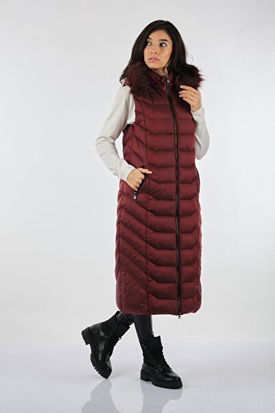 Desen Жіночий жилет з капюшоном, бордовий 21221475