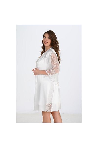 Findit Plus Size 2-Piece Ecru Dressing Gown Set Bigsize