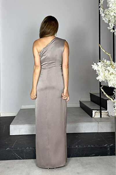 gesmoda G1442 Rochie de design din satin cu un singur umăr Mink